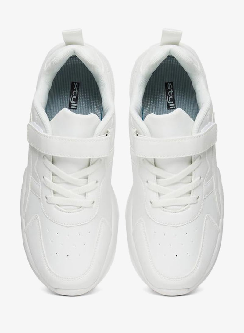 Styli Women White Velcro Strap Sneakers - Image 5